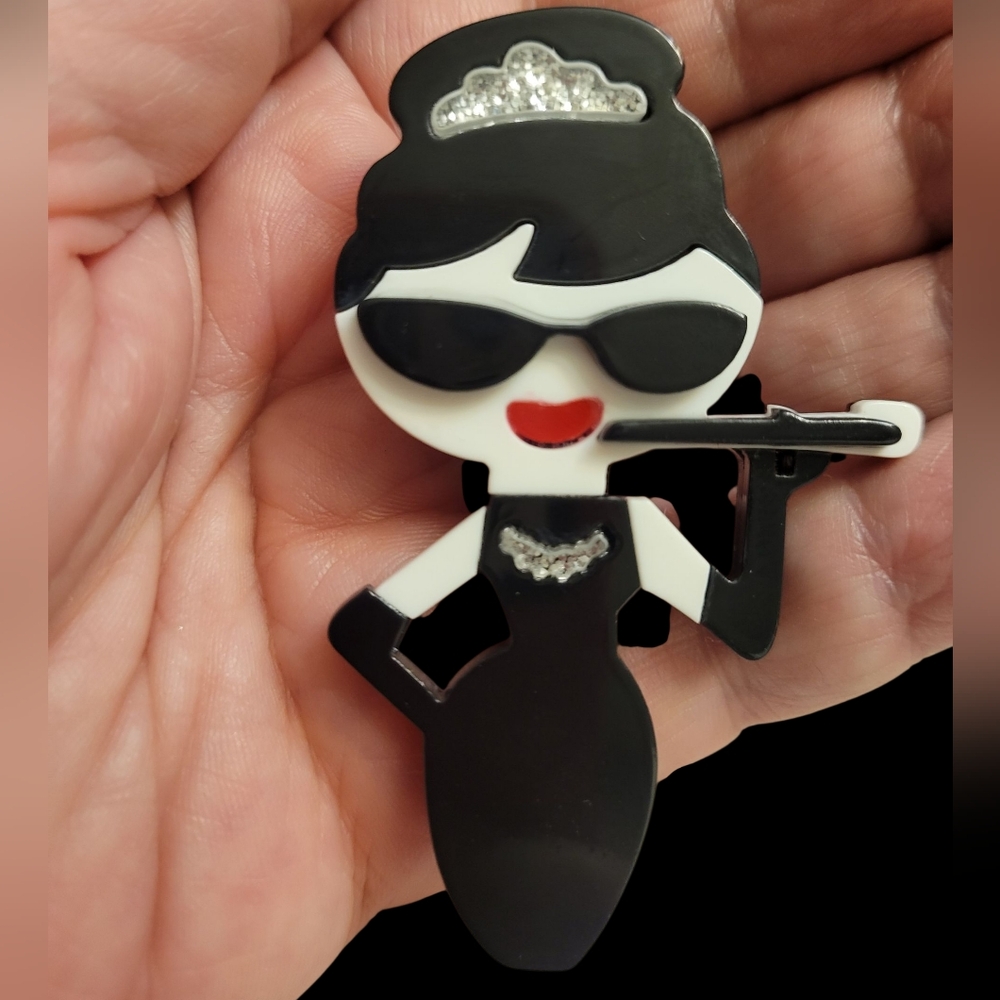 Aubrey Hepburn Triple Layer Acrylic Brooch - Back in Stock! - Picture 2 of 6